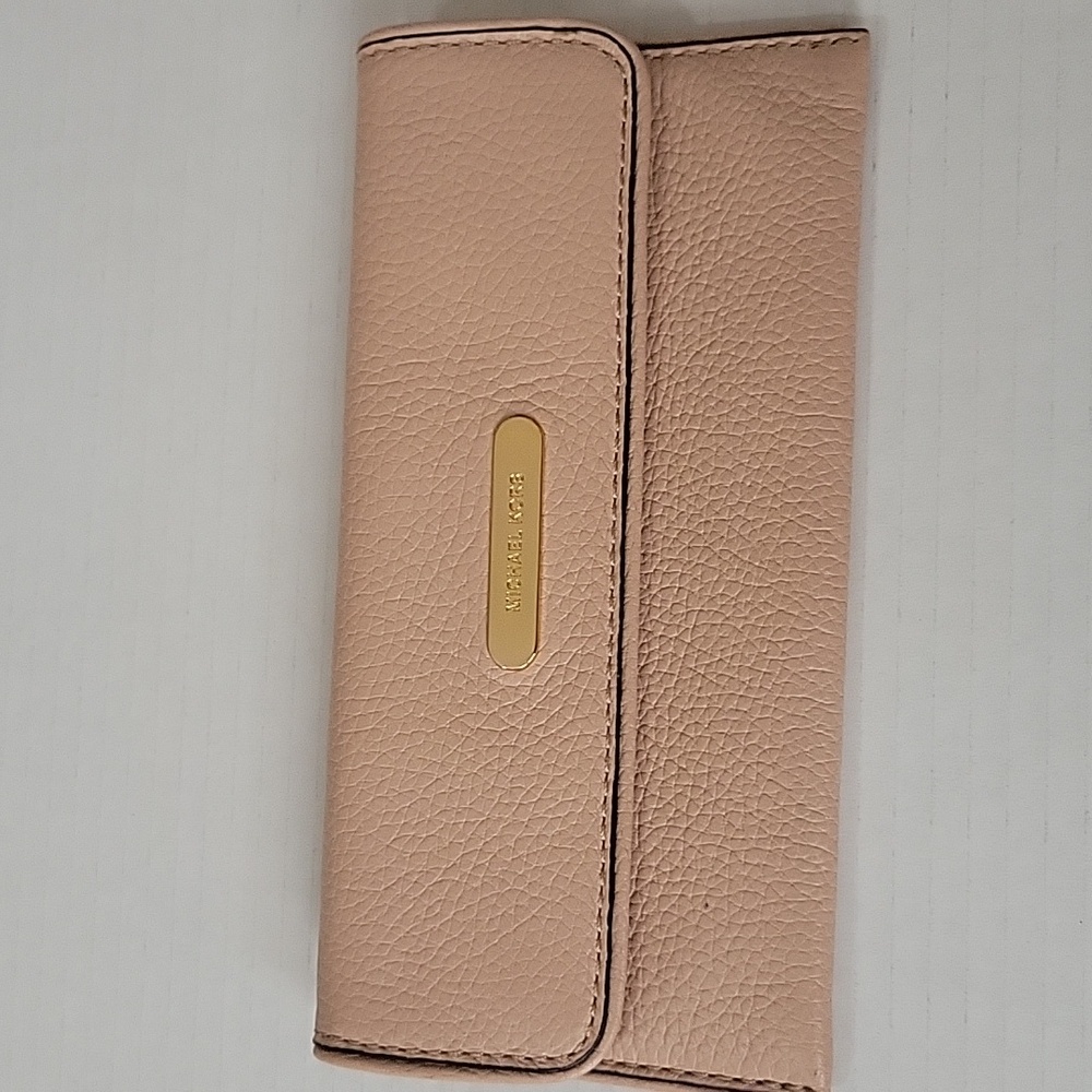 Michael Kors Pink Textured Wallet with Gold Accent